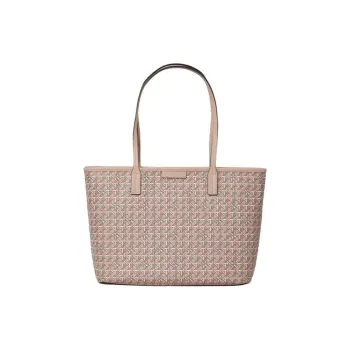 TORY BURCH Coated Canvas Combo Bag Tote Bag Shopping Bag Handbag Shoulder Bag Small Size Women's Peach Pink