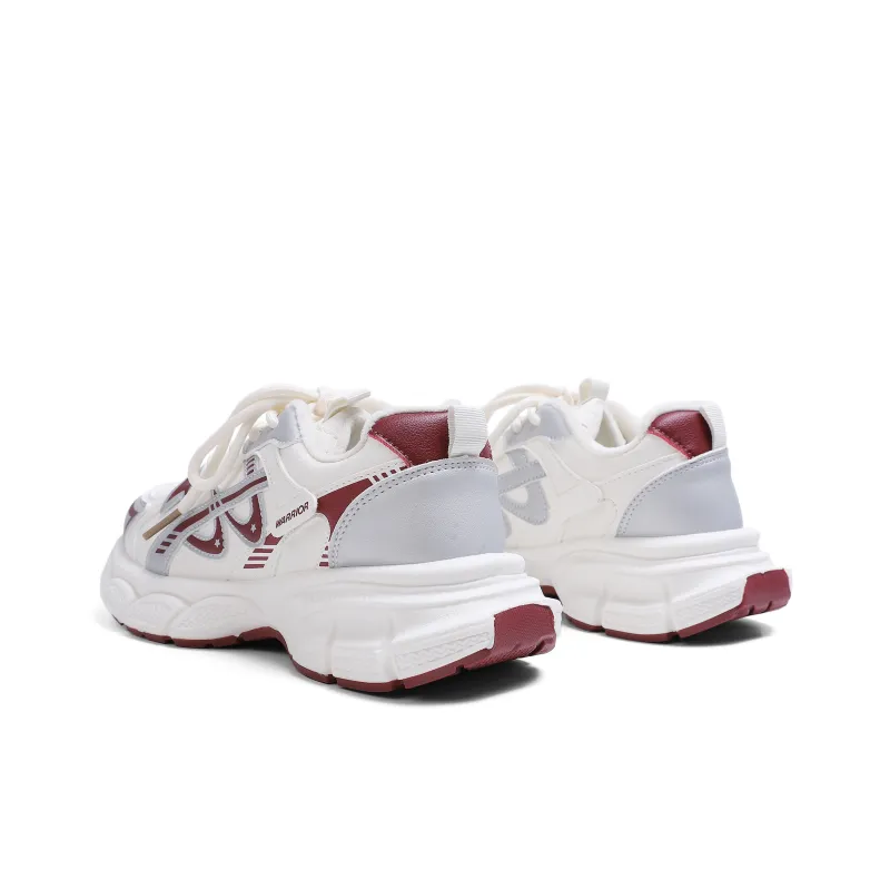Warrior Abrasion Resistant Thermal Low Top Chunky Sneakers Women's Beige Burgundy-3