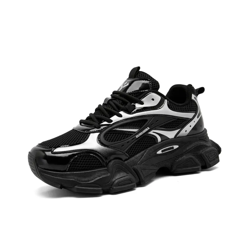 OUWENHEIMANBA Height Increasing Wear-Resistant Breathable Low-Top Chunky Sneakers Men's-1