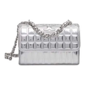TORY BURCH Tory Burch Fleming Leather Handbag Shoulder Bag Women's Silver