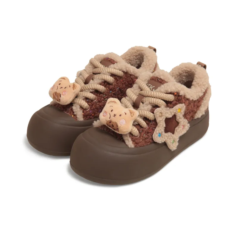 TTKJ Cushioned Wear Resistant Height Increasing Warm Low Top Casual Shoes Women's Sugar Bean Brown-0