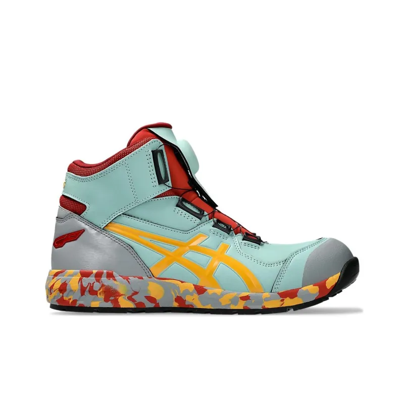 Asics Winjob Anti Slip Wear Resistant High Top Casual Running Shoes Unisex Cyan Yellow-2