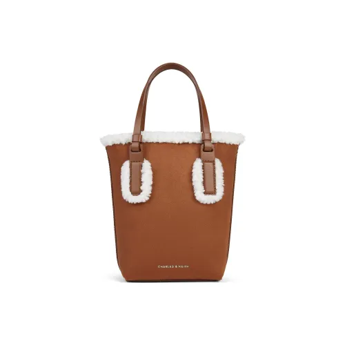 CHARLES&KEITH PU, Textile Mixture Handbag Trumpets Women's Brown