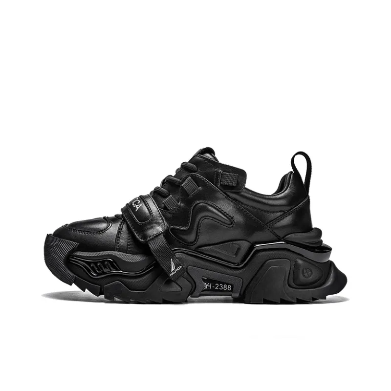 NAUTICA Cushioning Anti Slip And Wear Resistant Height Increasing Low Top Chunky Sneakers Women's Black-0