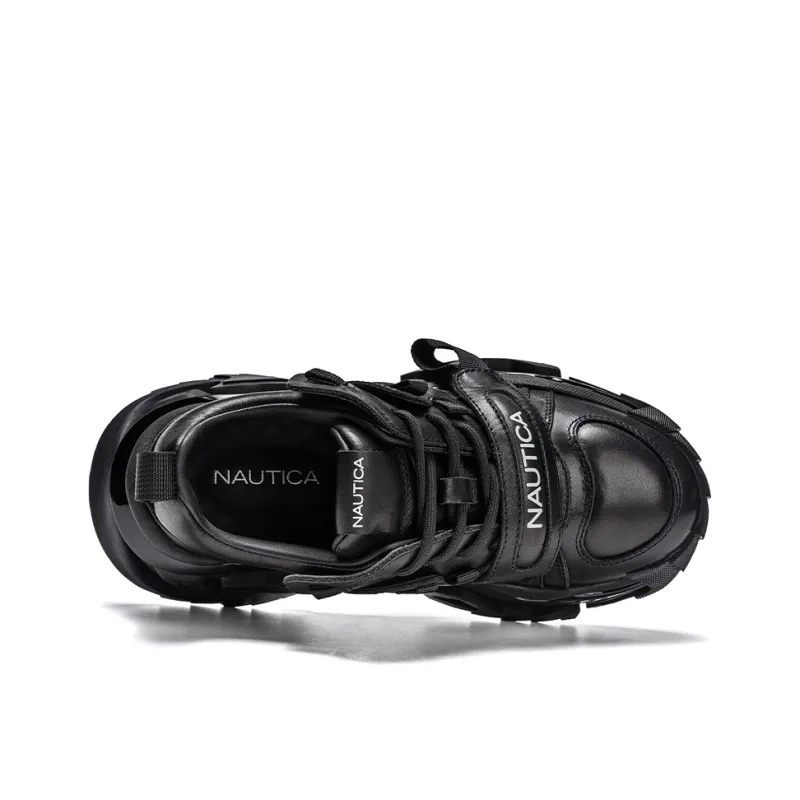 NAUTICA Cushioning Anti Slip And Wear Resistant Height Increasing Low Top Chunky Sneakers Women's Black-4