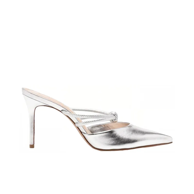 Schutz Wrap-toe Slippers Women's Silver-1