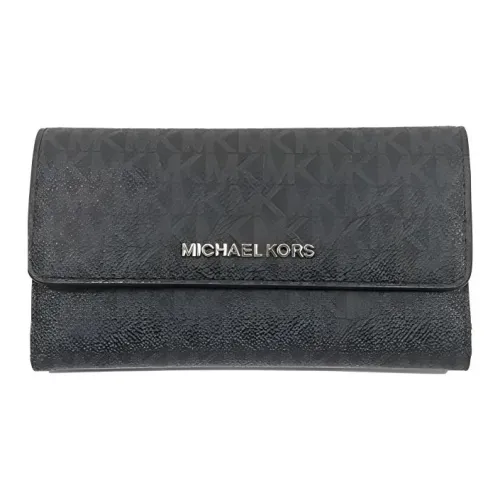 MICHAEL KORS Jet Set Leather Wallet Large Size Women's Black
