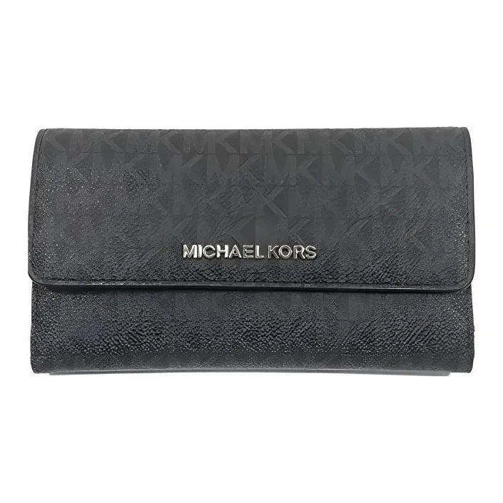 MICHAEL KORS Jet Set Leather Wallet Tubas Women's Black-0