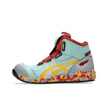 Asics Winjob Anti Slip Wear Resistant High Top Casual Running Shoes Unisex Cyan Yellow