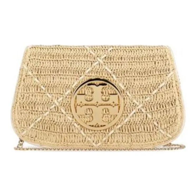 TORY BURCH Raffia With Leather Trim Shoulder Bag Crossbody Bag Women's Natural-0