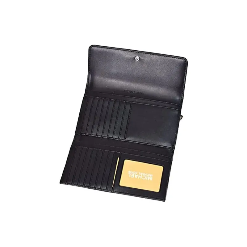 MICHAEL KORS Jet Set Leather Wallet Tubas Women's Black-3