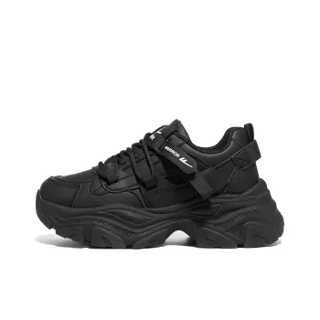 Warrior Cushioning Height Increasing Lightweight Low Top Chunky Sneakers Women's Black