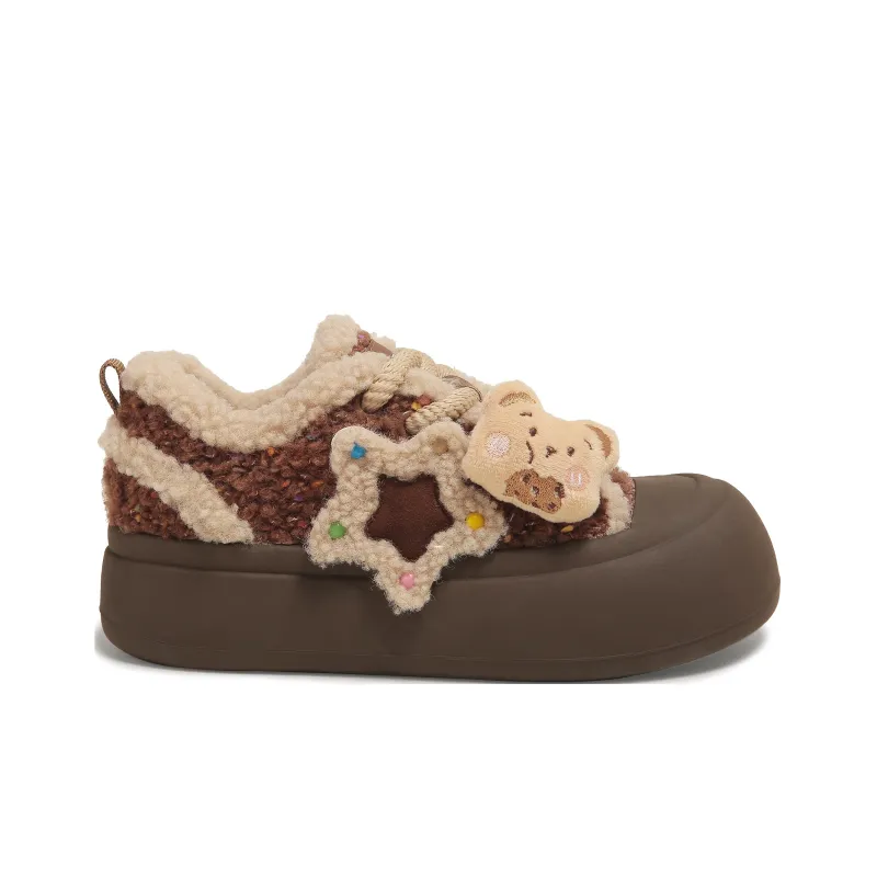 TTKJ Cushioned Wear Resistant Height Increasing Warm Low Top Casual Shoes Women's Sugar Bean Brown-1