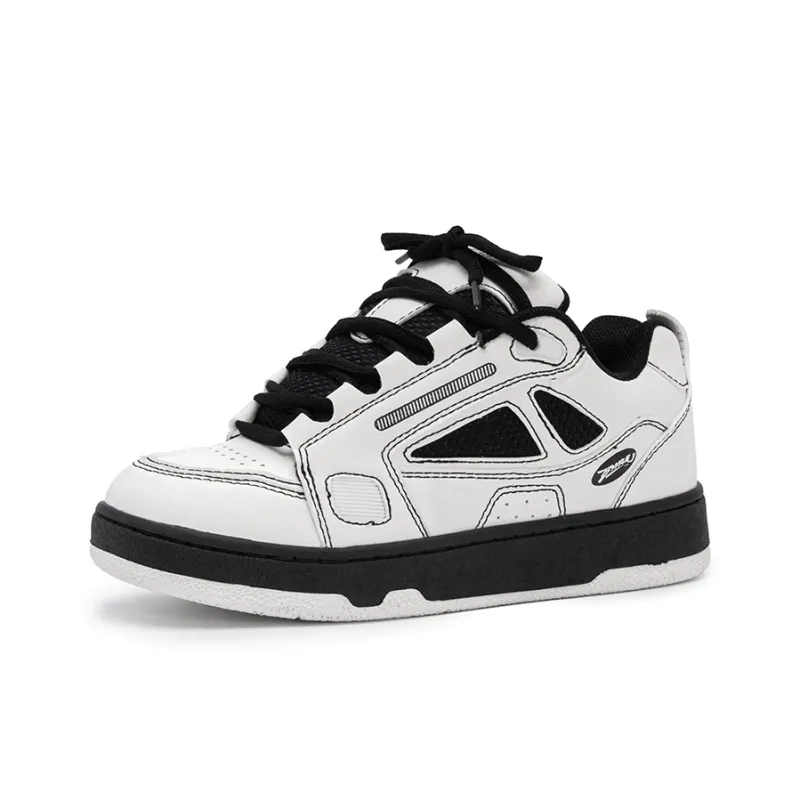 WELKIN&WZWJ Gift Box Set Slip Resistant Height Increasing Low Top Skateboard Shoes Unisex White Black-2