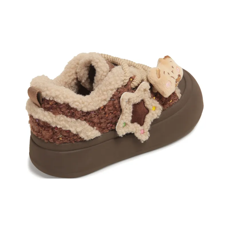 TTKJ Cushioned Wear Resistant Height Increasing Warm Low Top Casual Shoes Women's Sugar Bean Brown-3