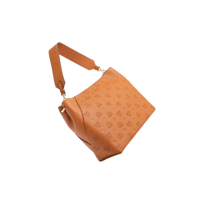 MCM Klara Leather Hobo Bag, Portable Crossbody Bag, Shoulder Bag Medium Size Women's Brown-3