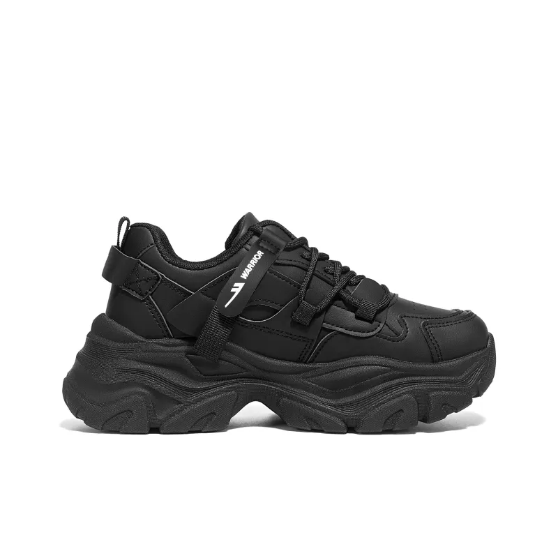 Warrior Cushioning Height Increasing Lightweight Low Top Chunky Sneakers Women's Black-1