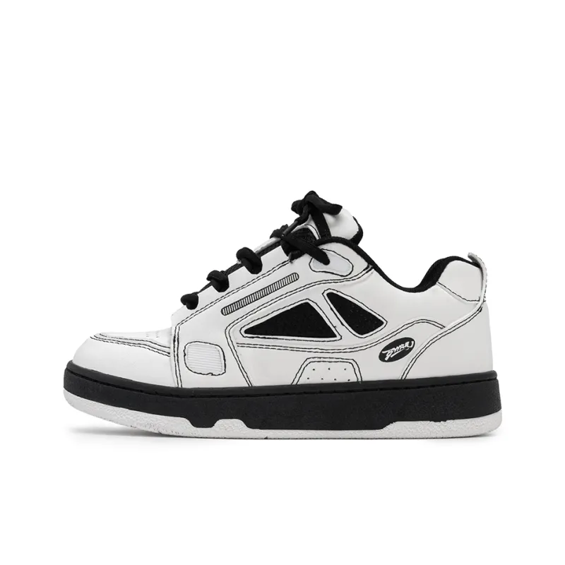 WELKIN&WZWJ Gift Box Set Slip Resistant Height Increasing Low Top Skateboard Shoes Unisex White Black-1