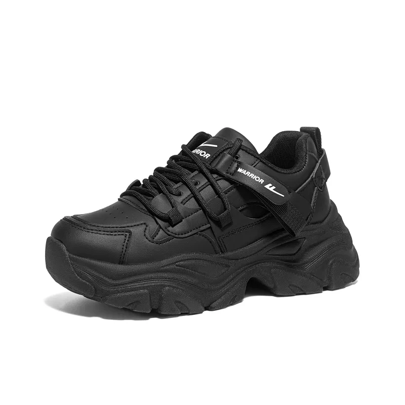 Warrior Cushioning Height Increasing Lightweight Low Top Chunky Sneakers Women's Black-2
