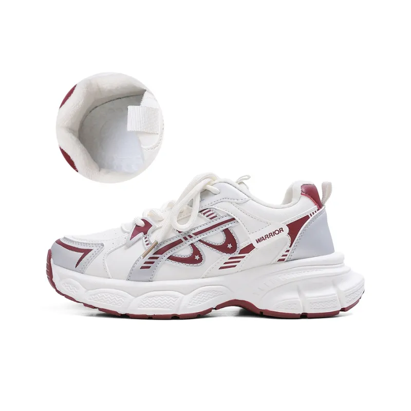Warrior Abrasion Resistant Thermal Low Top Chunky Sneakers Women's Beige Burgundy-0