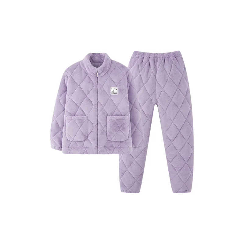 Qiao Ni Tong Pajama Set Women's Light Purple-0
