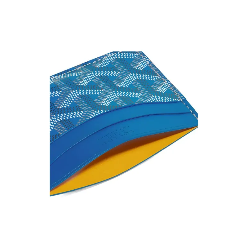 GOYARD Saint-Sulpice Canvas With Leather Dog's Teeth Card Clip Card Holder Unisex Sky Blue Spell Black Small Hearts-2