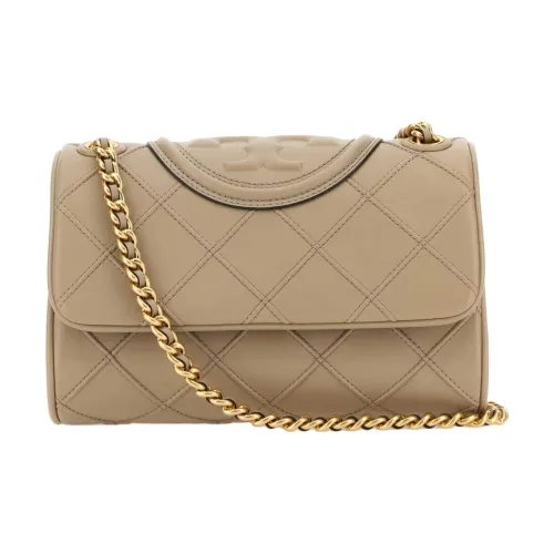 TORY BURCH Fleming Calfskin Crossbody Bag Shoulder Bag Small Size Women's Brown