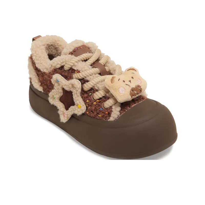 TTKJ Cushioned Wear Resistant Height Increasing Warm Low Top Casual Shoes Women's Sugar Bean Brown-2