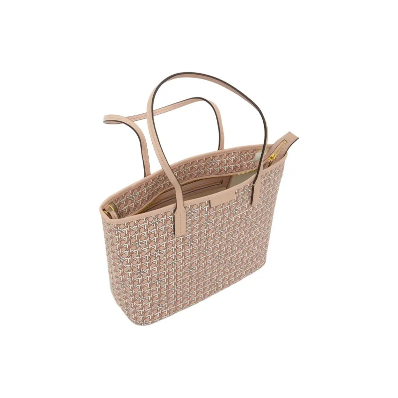TORY BURCH Coated Canvas Combo Bag Tote Bag Shopping Bag Handbag Shoulder Bag Small Size Women's Peach Pink-6