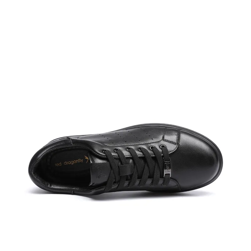RED DRAGONFLY Lightweight Height Increasing Low Top Skateboard Shoes Men's Black-3