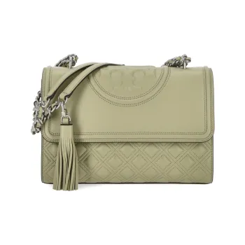 TORY BURCH Fleming Sheepskin Handbag, Shoulder Bag Women's Olive Branch Green