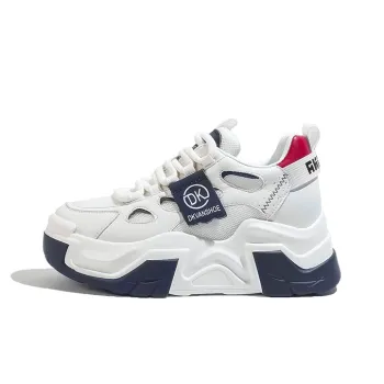 DK.VAN Height Increasing Abrasion Resistant Low Top Chunky Sneakers 7cm Women's Beige Blue