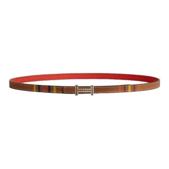 HERMES Calfskin Leather Belts Women's Gold Radiance/Capricorn Width 1.3CM