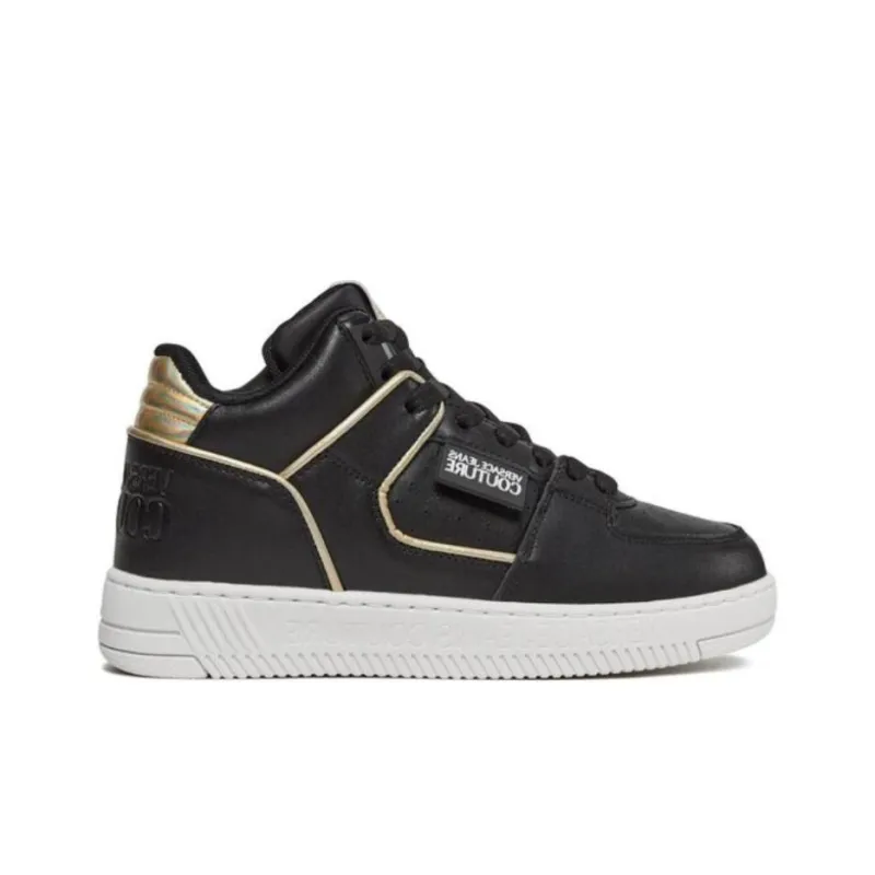 VERSACE JEANS Mid Top Skateboard Shoes Women's Black Gold-1