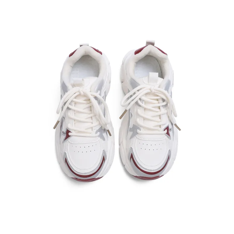 Warrior Abrasion Resistant Thermal Low Top Chunky Sneakers Women's Beige Burgundy-2