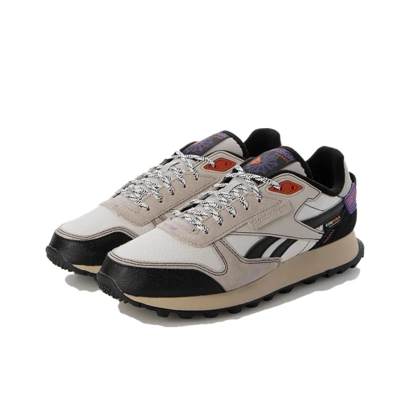 Reebok Classic Leather Anti Slip Wear Resistant Low Top Casual Shoes Unisex Gray-3