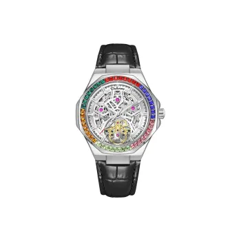 Dulunwe Mechanical Movement Cowhide Strap Watch Men's Watches Cut Out Dial