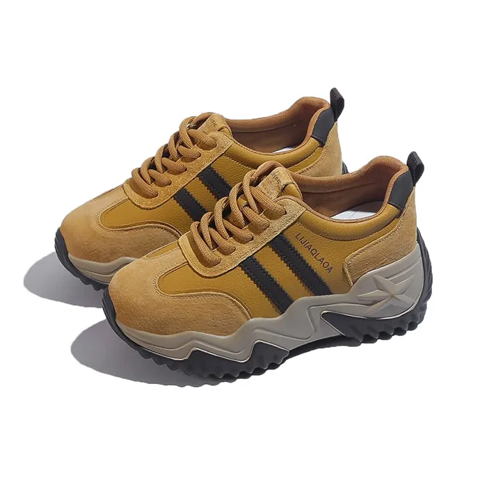 DK.VAN Abrasion Resistant Low Top Chunky Sneakers 7cm Women's Apricot-11