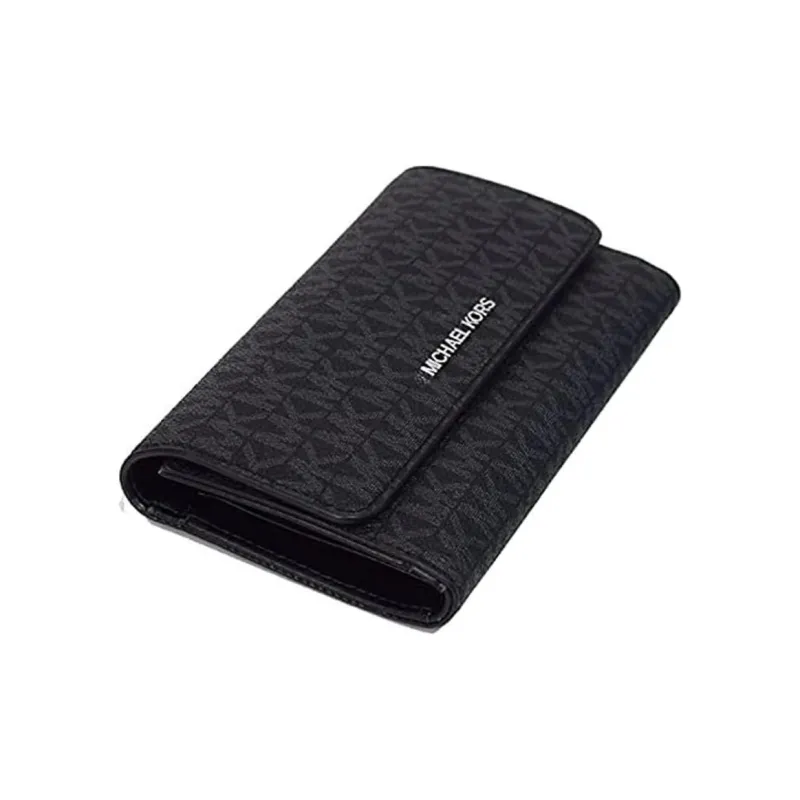 MICHAEL KORS Jet Set Leather Wallet Tubas Women's Black-4