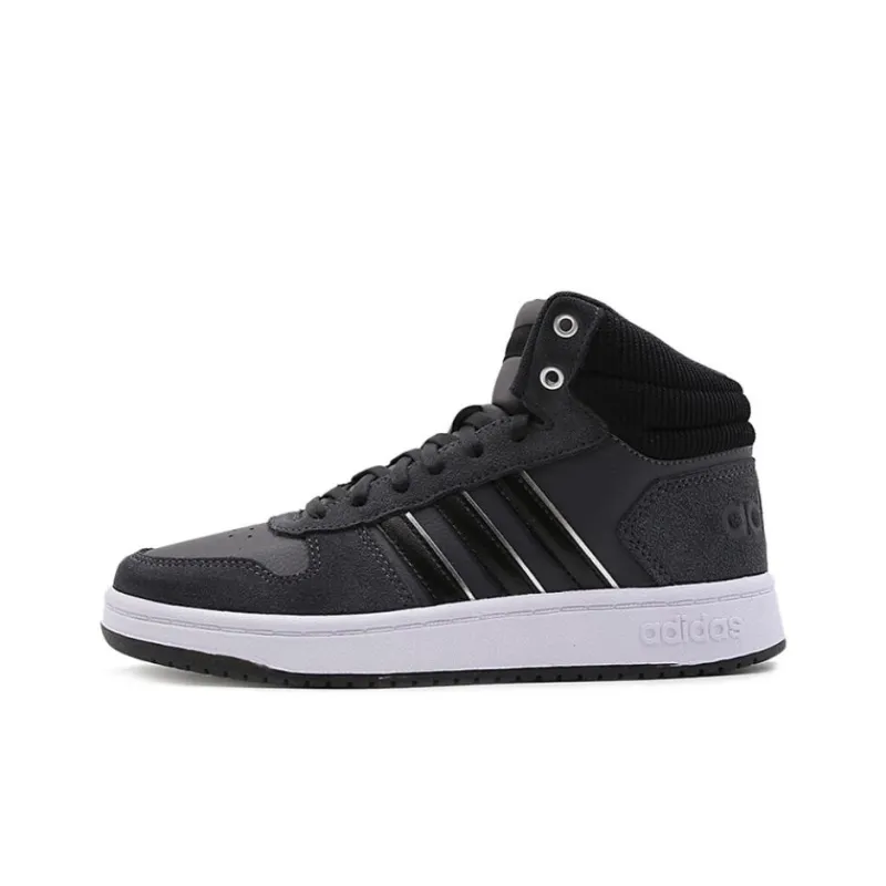 Adidas Hoops 2.0 Anti-Slip Wear-Resistant High-Top Skateboard Shoes Women's Black-0