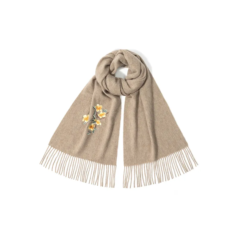 Shanghai Story Sheep Wool Knit Scarves Women's Enchanting Floral Melody-1