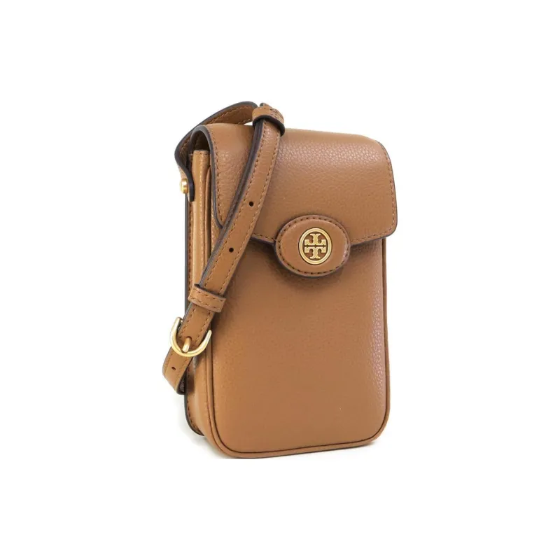TORY BURCH Robinson Grain Leather Cell Phone Pouch, Shoulder Bag, Crossbody Bag Women's Brown-1