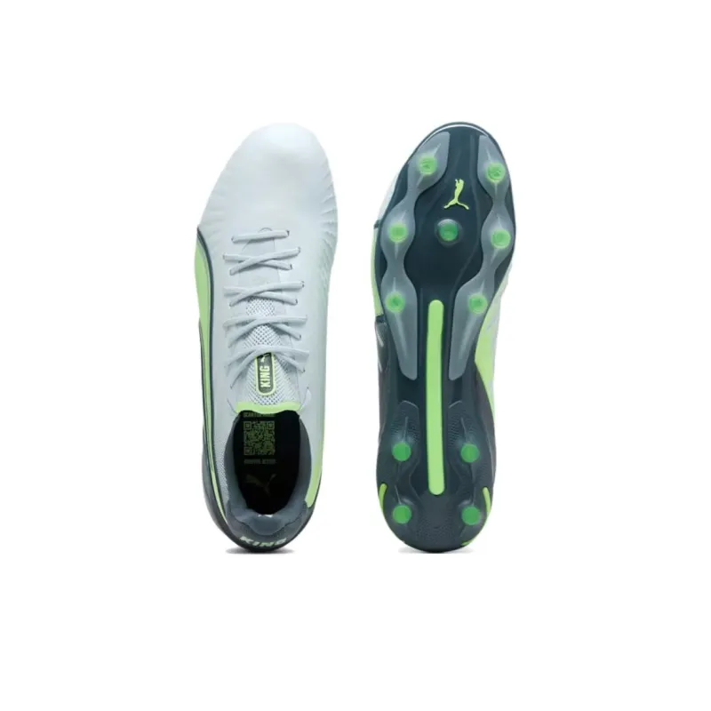 PUMA King Ultimate Anti Slip Wear Resistant Soccer Shoes Unisex White Gray-3