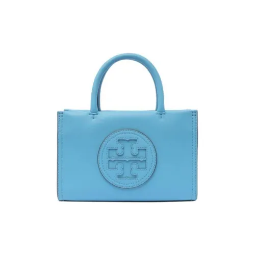 TORY BURCH Ella Synthetic Leather Tote Bag Shopping Bag Shoulder Bag Crossbody Bag Handbag Mini Women's Sky Window Blue