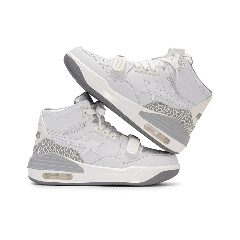 SHUXIAOBEI Coverage Anti Slip And Wear Resistant High Top Skateboard Shoes Unisex White Gray-1