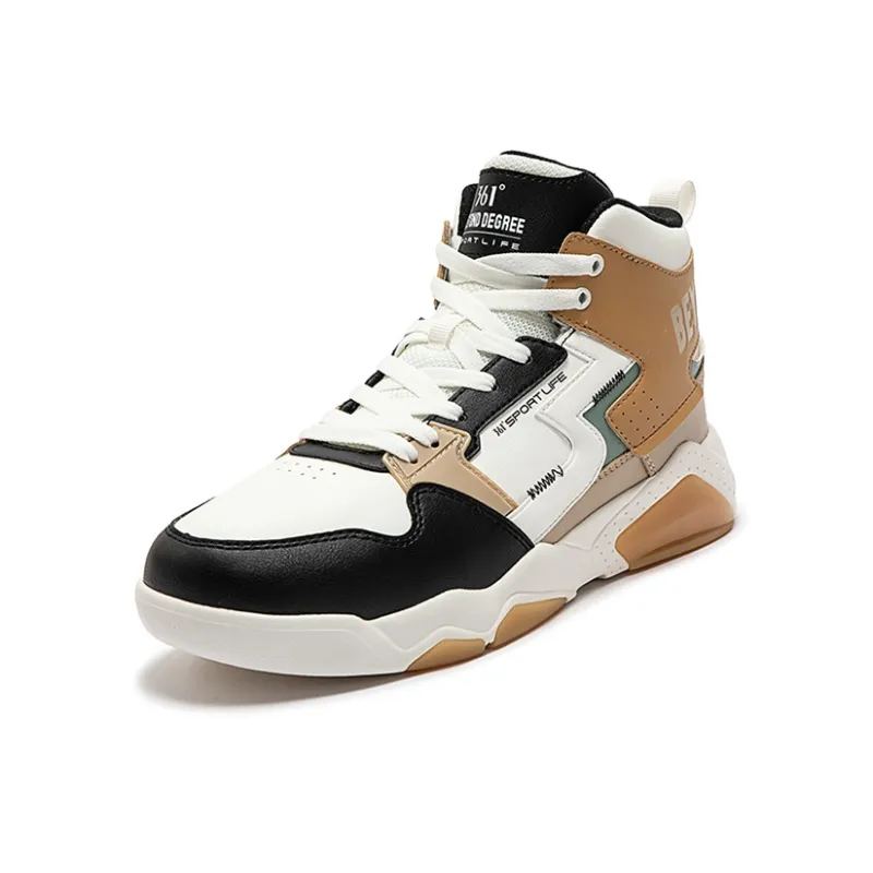 361° Anti Slip And Wear Resistant Warm High Top Casual Shoes Men's Black White Brown-1