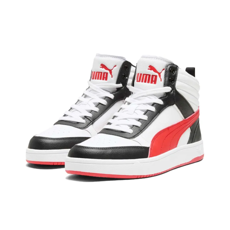 PUMA DRIBBLE Anti Slip Wear Resistant Mid Top Skateboard Shoes Unisex White Red Black-2