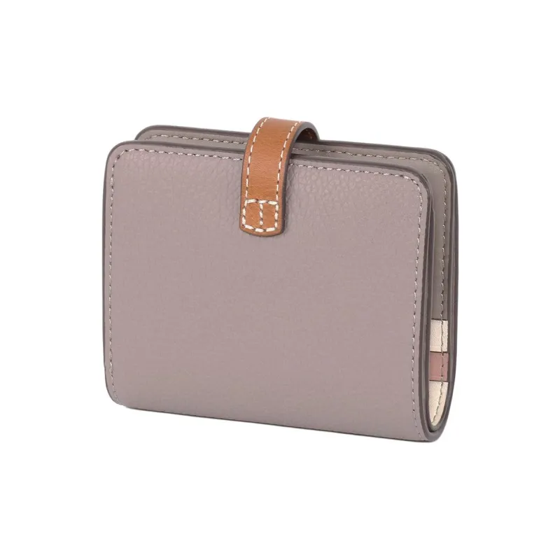 TORY BURCH Robinson Litchi Grain Leather With Calfskin Wallet Mini Women's Heron Gray-1