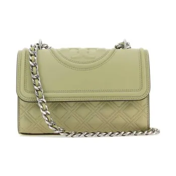 TORY BURCH Fleming Leather Crossbody Bag, Shoulder Bag Small Size Women's Olive Green