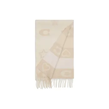 COACH Wool Knit Scarves Unisex Beige